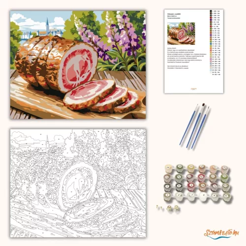 Tavaszi sonkaszeletek - számfestő készlet - Számfestő.hu - 40×50cm - Keret nélkül