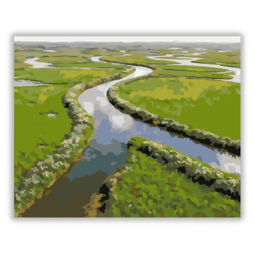 Csendes folyóív - számfestő készlet - Számfestő.hu - 50×60cm - Keretre feszítve