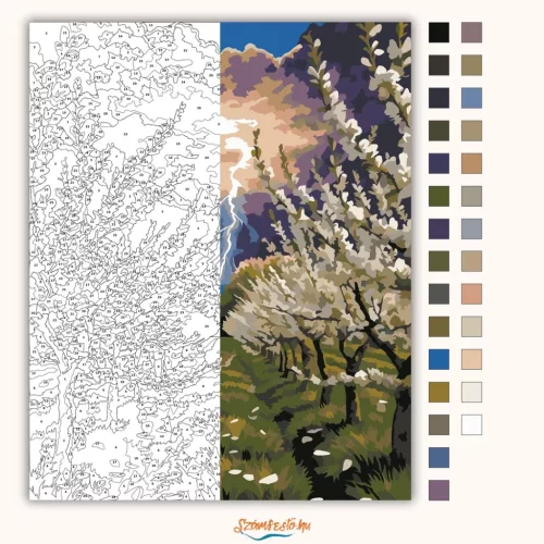 Viharos virágzás - számfestő készlet - Számfestő.hu - 80×100cm - Keretre feszítve