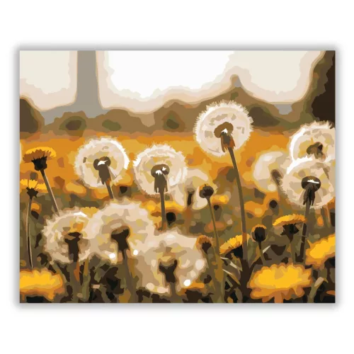 Aranyló pitypangmező - számfestő készlet - Számfestő.hu - 60×70cm - Keretre feszítve