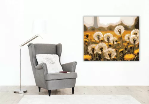 Aranyló pitypangmező - számfestő készlet - Számfestő.hu - 80×100cm - Keretre feszítve