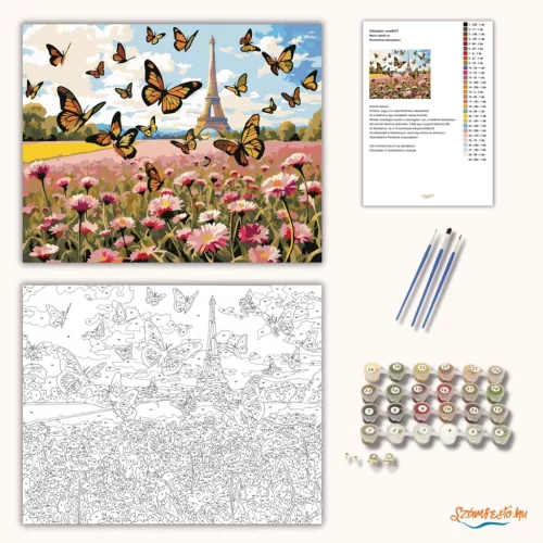 Romantikus pillangótánc - számfestő készlet - Számfestő.hu - 40×50cm - Keret nélkül