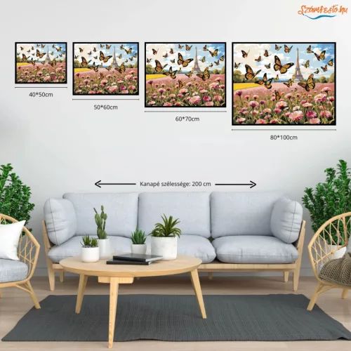 Romantikus pillangótánc - számfestő készlet - Számfestő.hu - 40×50cm - Keretre feszítve