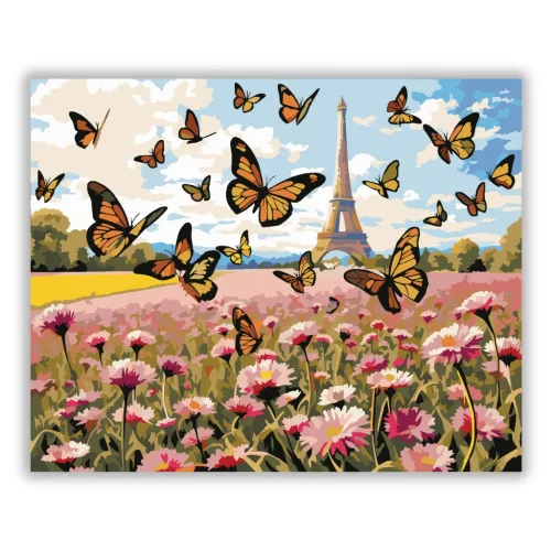 Romantikus pillangótánc - számfestő készlet - Számfestő.hu - 40×50cm - Keretre feszítve
