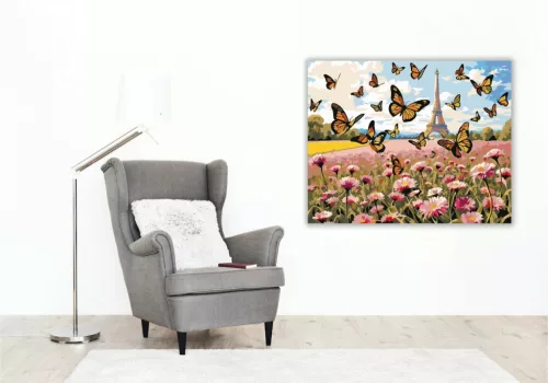 Romantikus pillangótánc - számfestő készlet - Számfestő.hu - 40×50cm - Keret nélkül