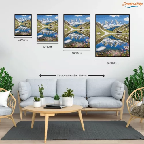 Tükröződő hegycsúcsok - számfestő készlet - Számfestő.hu - 40×50cm - Keret nélkül