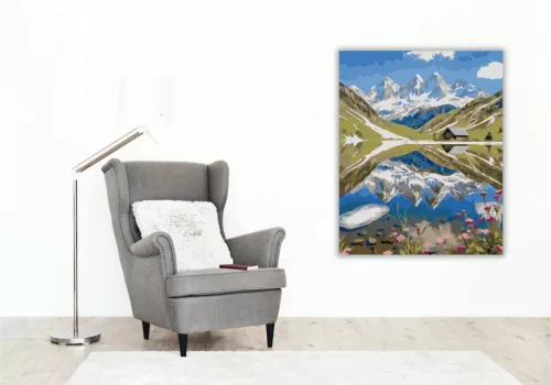 Tükröződő hegycsúcsok - számfestő készlet - Számfestő.hu - 40×50cm - Keret nélkül