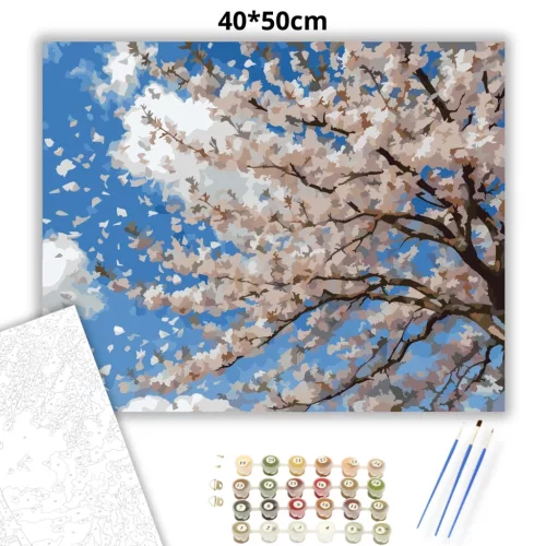 Tavaszi sziromzápor - számfestő készlet - Számfestő.hu - 40×50cm - Keret nélkül