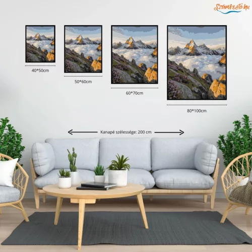 Felhőtenger fölött - számfestő készlet - Számfestő.hu - 40×50cm - Keret nélkül