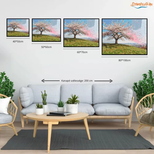 Sodródó sziromfelhő - számfestő készlet - Számfestő.hu - 40×50cm - Keretre feszítve