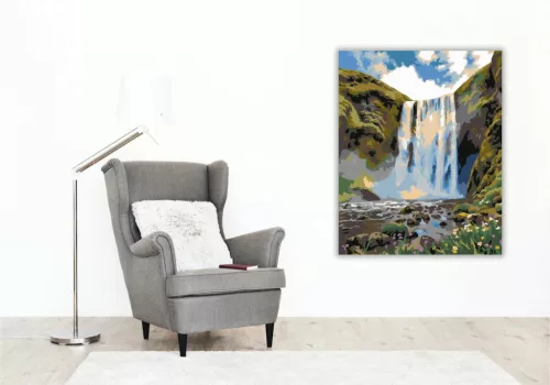 Hűvös vízesés zuhatag - számfestő készlet - Számfestő.hu - 40×50cm - Keret nélkül