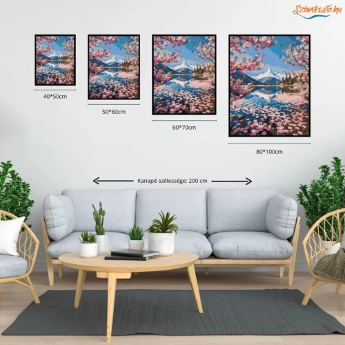 Sziromszőnyeges alpesi tó - számfestő készlet - Számfestő.hu - 60×70cm - Keret nélkül