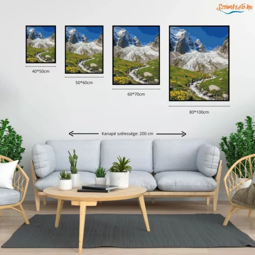Hűvös gleccservölgy - számfestő készlet - Számfestő.hu - 40×50cm - Keret nélkül