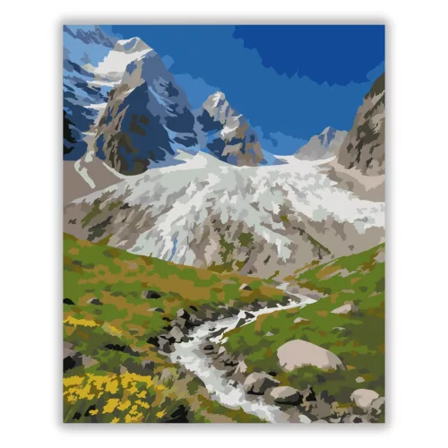 Hűvös gleccservölgy - számfestő készlet - Számfestő.hu - 40×50cm - Keret nélkül