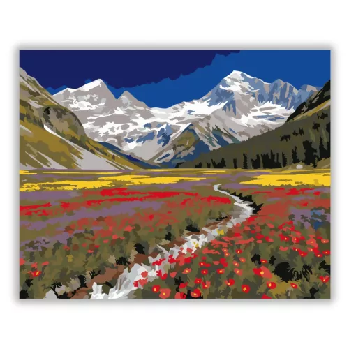 Hófödte csúcsok alatt - számfestő készlet - Számfestő.hu - 40×50cm - Keret nélkül