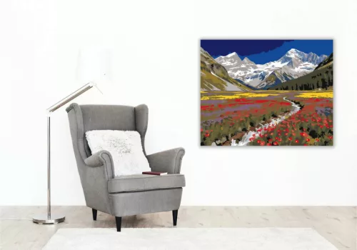 Hófödte csúcsok alatt - számfestő készlet - Számfestő.hu - 40×50cm - Keret nélkül