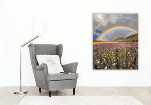 Szivárványos vadvirágmező - számfestő készlet - Számfestő.hu - 50×60cm - Keret nélkül
