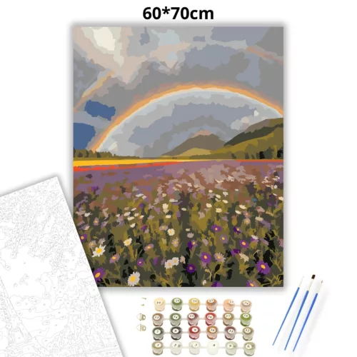 Szivárványos vadvirágmező - számfestő készlet - Számfestő.hu - 60×70cm - Keret nélkül