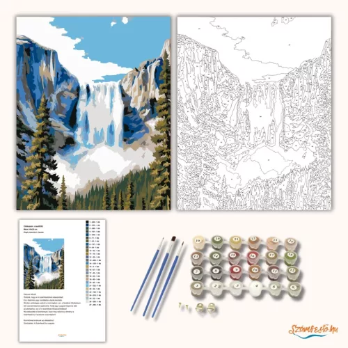 Zúgó yosemite-i vízesés - számfestő készlet - Számfestő.hu - 50×60cm - Keret nélkül