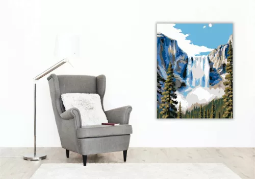Zúgó yosemite-i vízesés - számfestő készlet - Számfestő.hu - 80×100cm - Keret nélkül