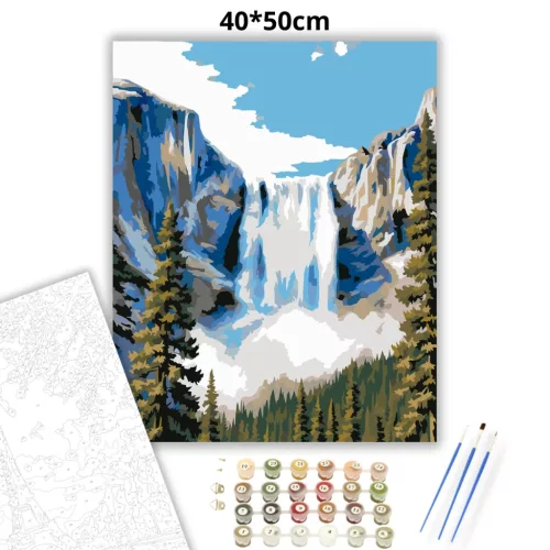 Zúgó yosemite-i vízesés - számfestő készlet - Számfestő.hu - 40×50cm - Keret nélkül