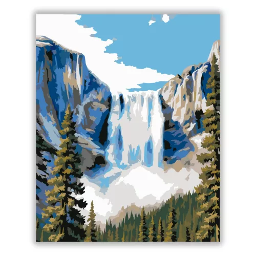 Zúgó yosemite-i vízesés - számfestő készlet - Számfestő.hu - 40×50cm - Keretre feszítve