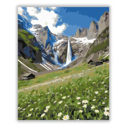 Tiszta vízesés völgye - számfestő készlet - Számfestő.hu - 60×70cm - Keretre feszítve