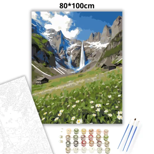 Tiszta vízesés völgye - számfestő készlet - Számfestő.hu - 80×100cm - Keretre feszítve