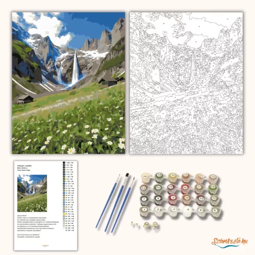 Tiszta vízesés völgye - számfestő készlet - Számfestő.hu - 80×100cm - Keret nélkül