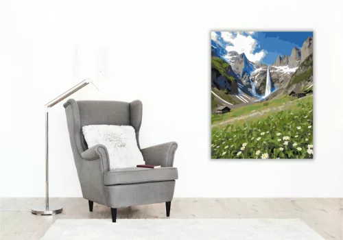 Tiszta vízesés völgye - számfestő készlet - Számfestő.hu - 80×100cm - Keret nélkül