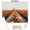 Eső utáni tulipánmező - számfestő készlet - Számfestő.hu - 80×100cm - Keret nélkül