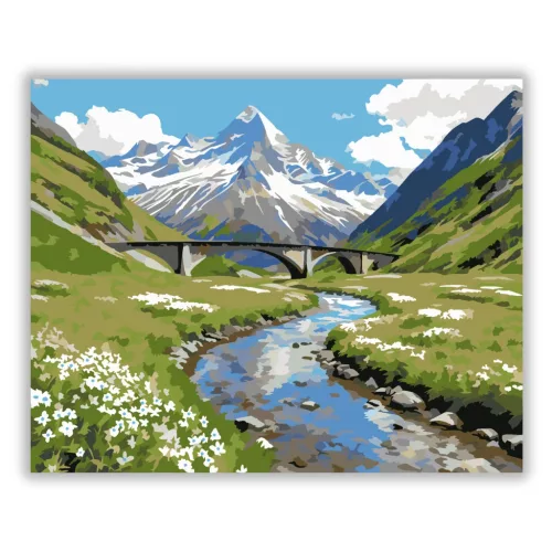 Magányos völgyhíd - számfestő készlet - Számfestő.hu - 60×70cm - Keret nélkül