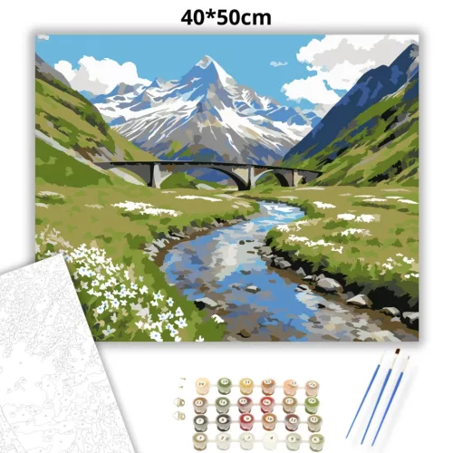 Magányos völgyhíd - számfestő készlet - Számfestő.hu - 40×50cm - Keret nélkül