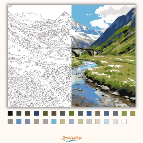 Magányos völgyhíd - számfestő készlet - Számfestő.hu - 40×50cm - Keret nélkül