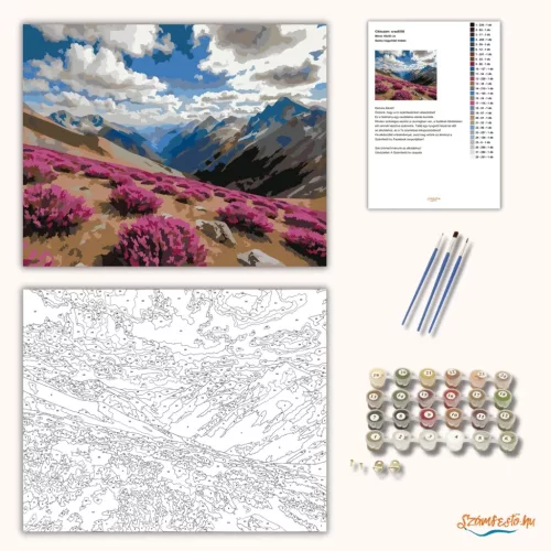 Szeles hegyoldali kilátás - számfestő készlet - Számfestő.hu - 50×60cm - Keret nélkül