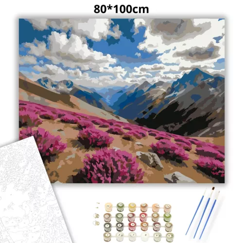 Szeles hegyoldali kilátás - számfestő készlet - Számfestő.hu - 80×100cm - Keret nélkül