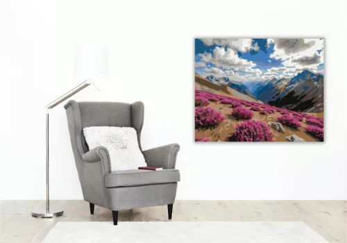 Szeles hegyoldali kilátás - számfestő készlet - Számfestő.hu - 80×100cm - Keret nélkül