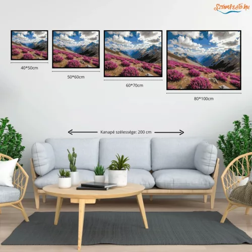 Szeles hegyoldali kilátás - számfestő készlet - Számfestő.hu - 40×50cm - Keretre feszítve