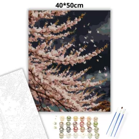 Ragyogó cseresznyevirágzás - számfestő készlet - Számfestő.hu - 40×50cm - Keret nélkül