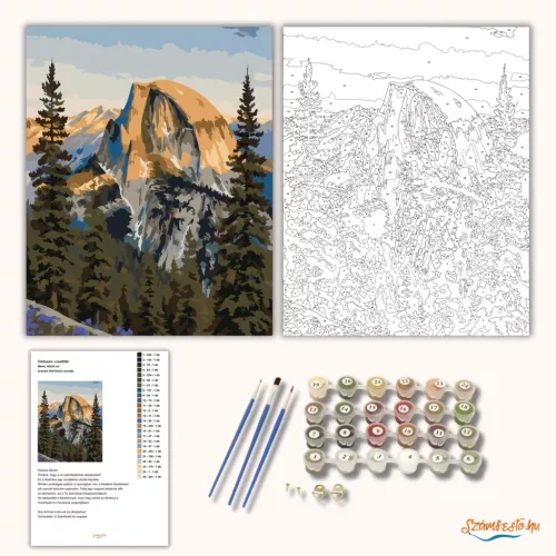 Aranyló Half Dome csendje - számfestő készlet - Számfestő.hu - 60×70cm - Keret nélkül