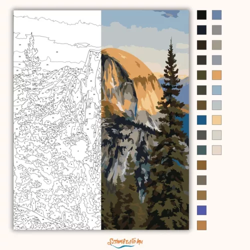 Aranyló Half Dome csendje - számfestő készlet - Számfestő.hu - 40×50cm - Keret nélkül