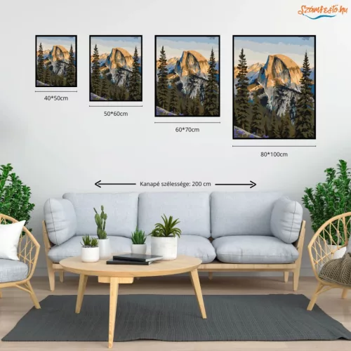 Aranyló Half Dome csendje - számfestő készlet - Számfestő.hu - 40×50cm - Keret nélkül
