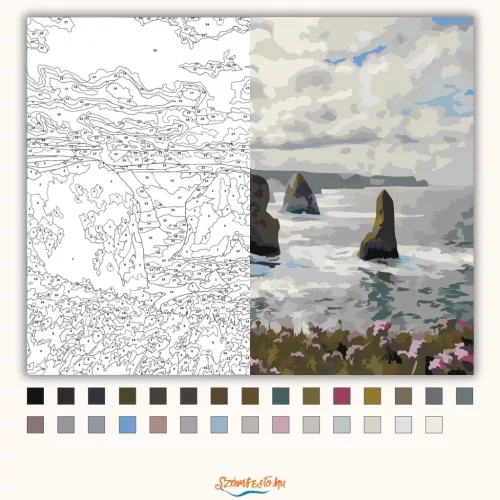 Zúgó atlanti sziklák - számfestő készlet - Számfestő.hu - 40×50cm - Keret nélkül