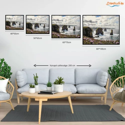 Zúgó atlanti sziklák - számfestő készlet - Számfestő.hu - 40×50cm - Keretre feszítve
