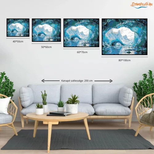 Ragyogó jégbarlang tükre - számfestő készlet - Számfestő.hu - 40×50cm - Keret nélkül