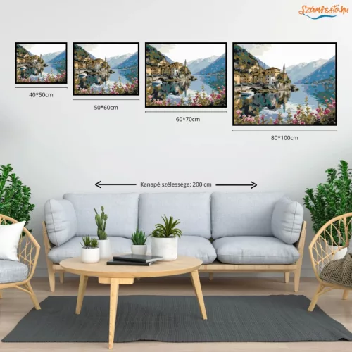 Békés Comói víztükör - számfestő készlet - Számfestő.hu - 40×50cm - Keretre feszítve