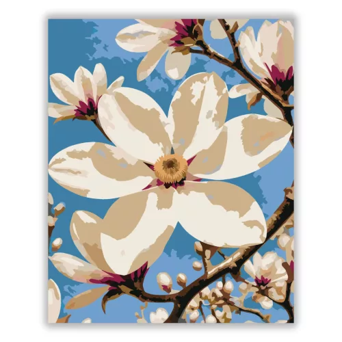 Tavaszi magnóliaág - számfestő készlet - Számfestő.hu - 50×60cm - Keret nélkül