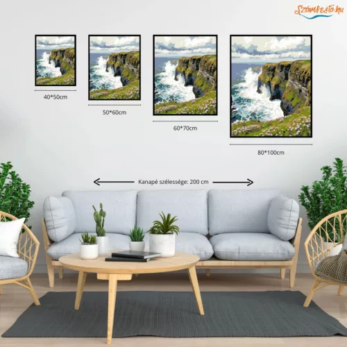 Tajtékos sziklapart - számfestő készlet - Számfestő.hu - 60×70cm - Keret nélkül