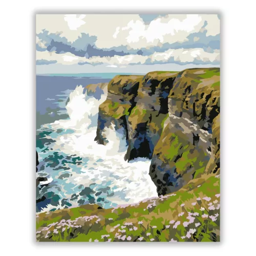 Tajtékos sziklapart - számfestő készlet - Számfestő.hu - 60×70cm - Keret nélkül