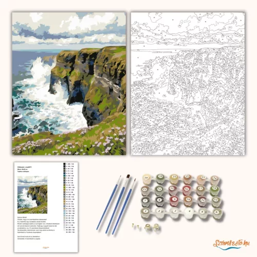 Tajtékos sziklapart - számfestő készlet - Számfestő.hu - 80×100cm - Keret nélkül